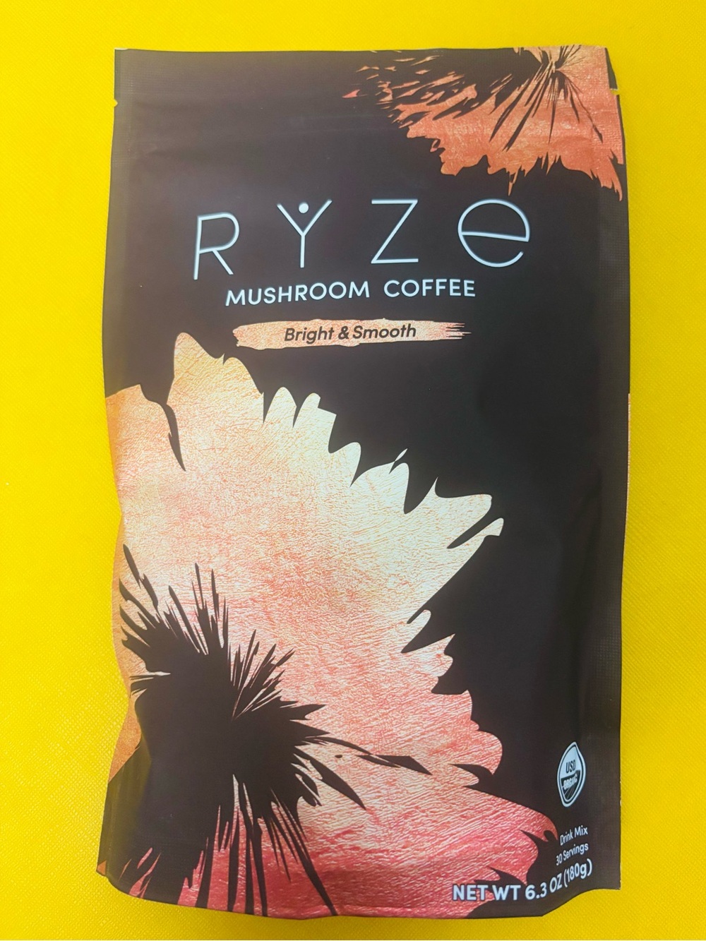 Mushroom Coffee - Bright & Smooth (Black with Rose Gold Floral). New